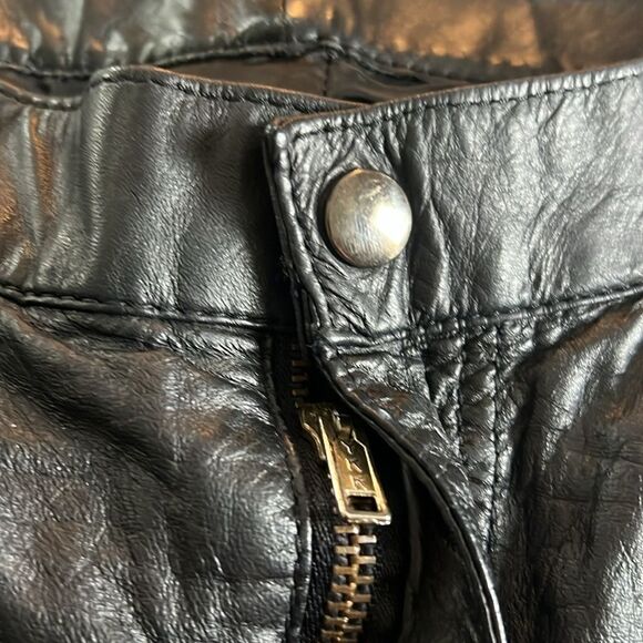 VTG Cafro size 34 by 27 leather high rise pants in EUC genuine black leather - Picture 4 of 12